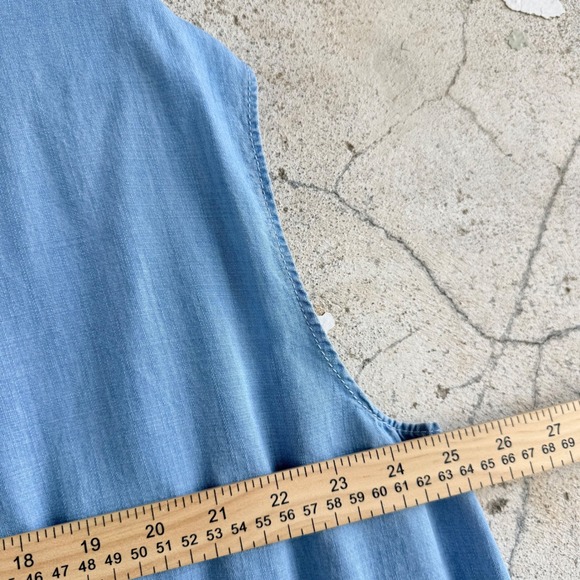 Rachel Roy Dress Sleeveless Denim Chambray Shift Women Plus 2X Pockets High Low - Picture 9 of 10